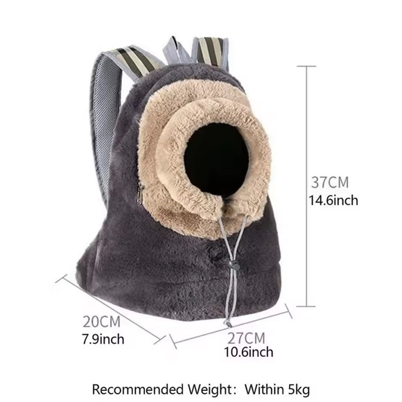 Dog/Cat Carrier Front or Back Pack w/Waste Strap Grey/Tan - Picture 10 of 10